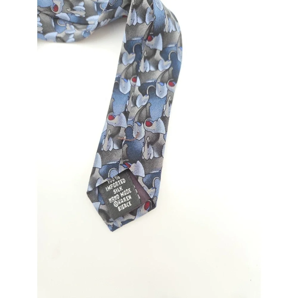 Men's Tie Nature Conservancy Silk Pattern Elephant Blue ,Gray 61